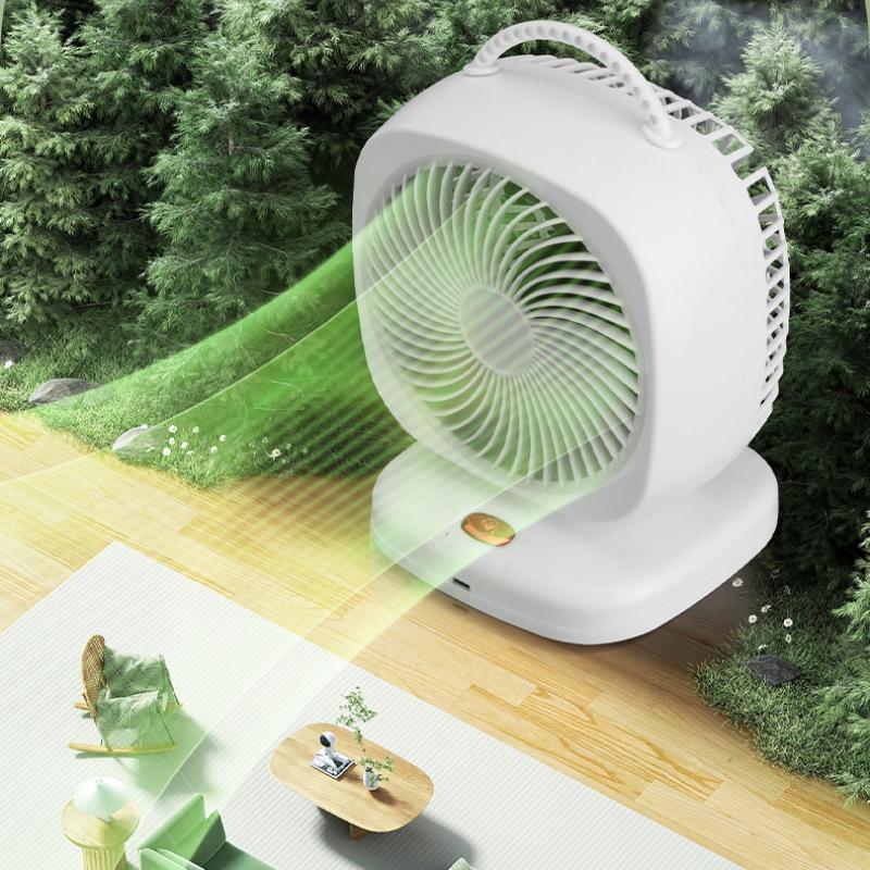 Neuer tragbarer kleiner Ventilator, doppelköpfiger, rotierender elektrischer Tischventilator, doppelschichtiger Umwälzventilator für den Haushalt