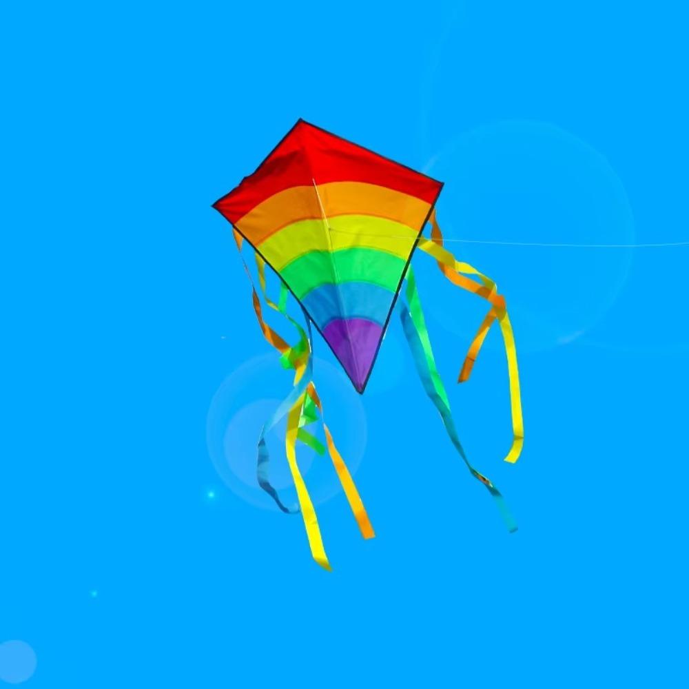 Good Flying Colorful Rainbow Kite Easy To Fly Children's Kite New Beach Diamond Kite  Family Trips