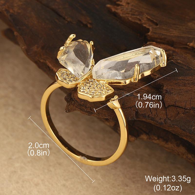 

Zircon Glass Ring Butterfly Premium 925 Women s Irregular Jewelry Light Luxury Premium Design Jewelry