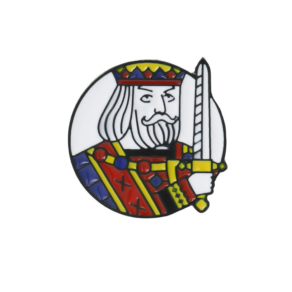 

Металлическая брошь с игральными картами, сердечки и пики, значок из сплава, брошь в виде головы покерного персонажа