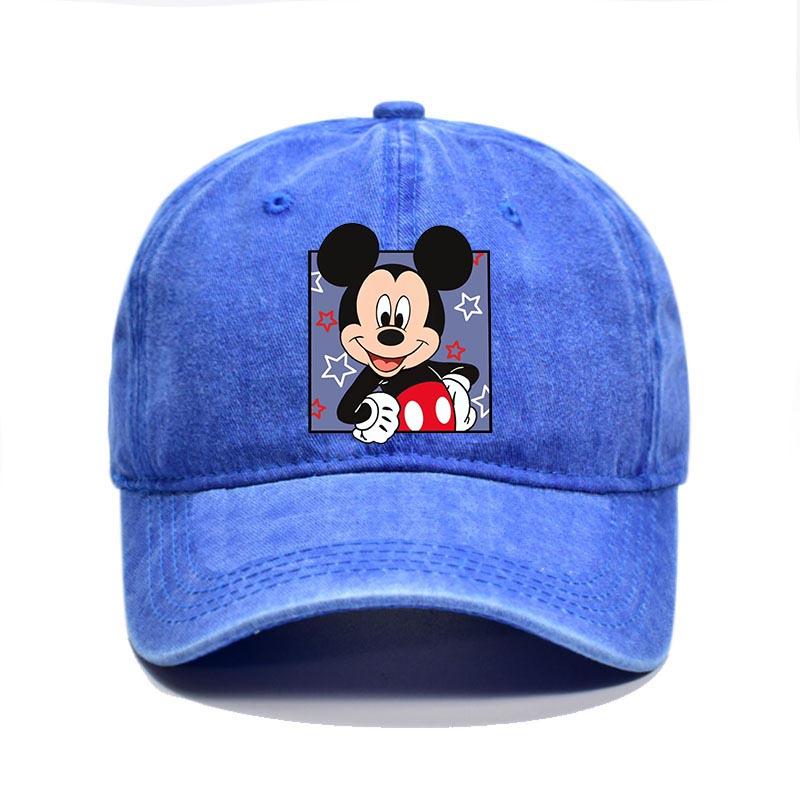 Retro Washed Mickey Mouse Print Baseball Cap Men Women Vintage Kpop Snapback Cap Adjustable Breathable Trucker Hat Sunscreen Hat