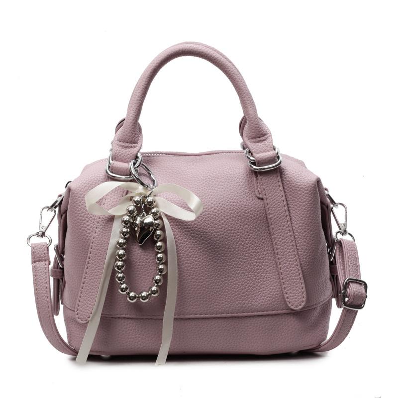 This year's popular Korean summer small fresh portable Boston bag casual versatile lychee pattern texture messenger women's bag