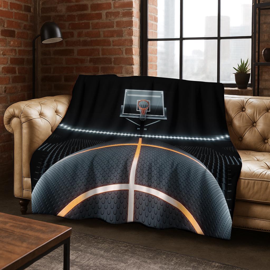 3D Basketball Sports Flannel Blanket Soft Warm Blanket for Bedroom Room Living Room Office Travel Camping Picnic Gift To Child