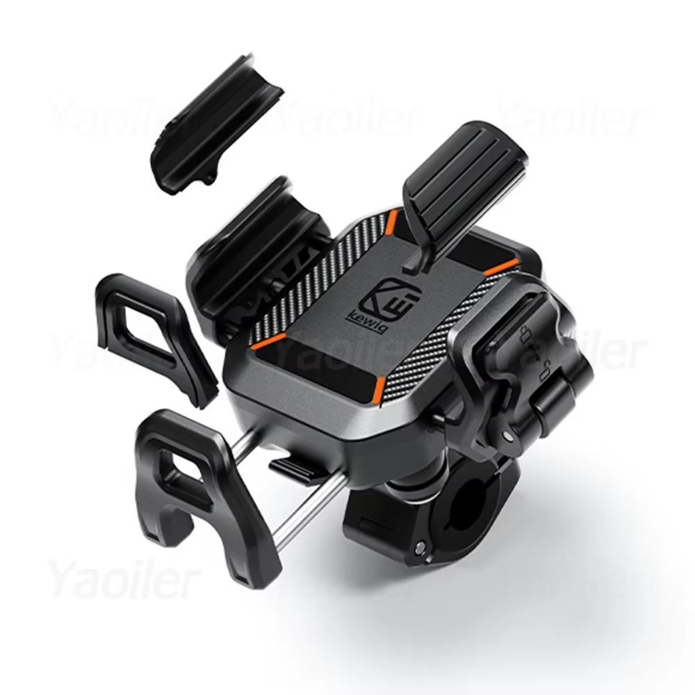 Motorcycle Wireless USB C Phone Holder Anti-Vibration Crossbar Phone Mount for 5.2"-7.2" Phones Works with 12-24V Motobike