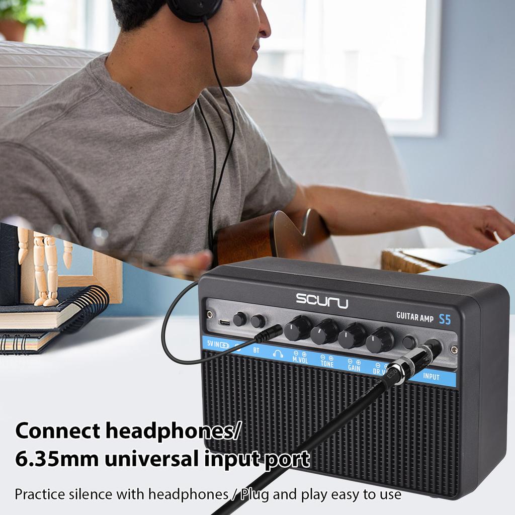 Scuru 16W Small Electric Guitar Amp Portable Guitar Practice Speaker Ενσωματωμένο εφέ παραμόρφωσης