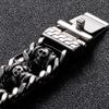 Bransoletka z gotyckiej czaszki dla mężczyzn ze stali nierdzewnej 316L, męskie bransoletki z ogniwami, punkrockowa skórzana bransoletka na rękę