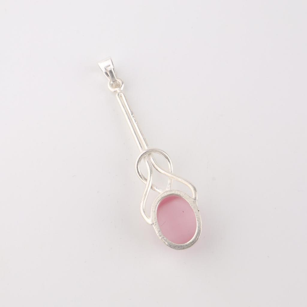 Pink Cat's Eye Gemstone 925 Sterling Silver Jewelry Pendant 1.79" Gift For Mom PP-60-49
