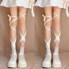 2Pairs Mesh Lolita Lace Stockings Irregular Straps Mid Tube Socks Women Thin Split Toe Socks  Gift