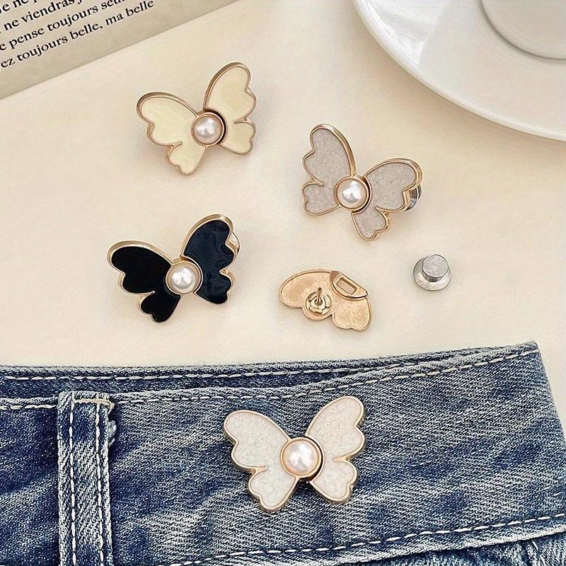 Butterfly Jeans Button Adjustable Clips for Pant Skirts Waist Tightener Buckle Snap Button Adjuster Pants Pin Retractable Button