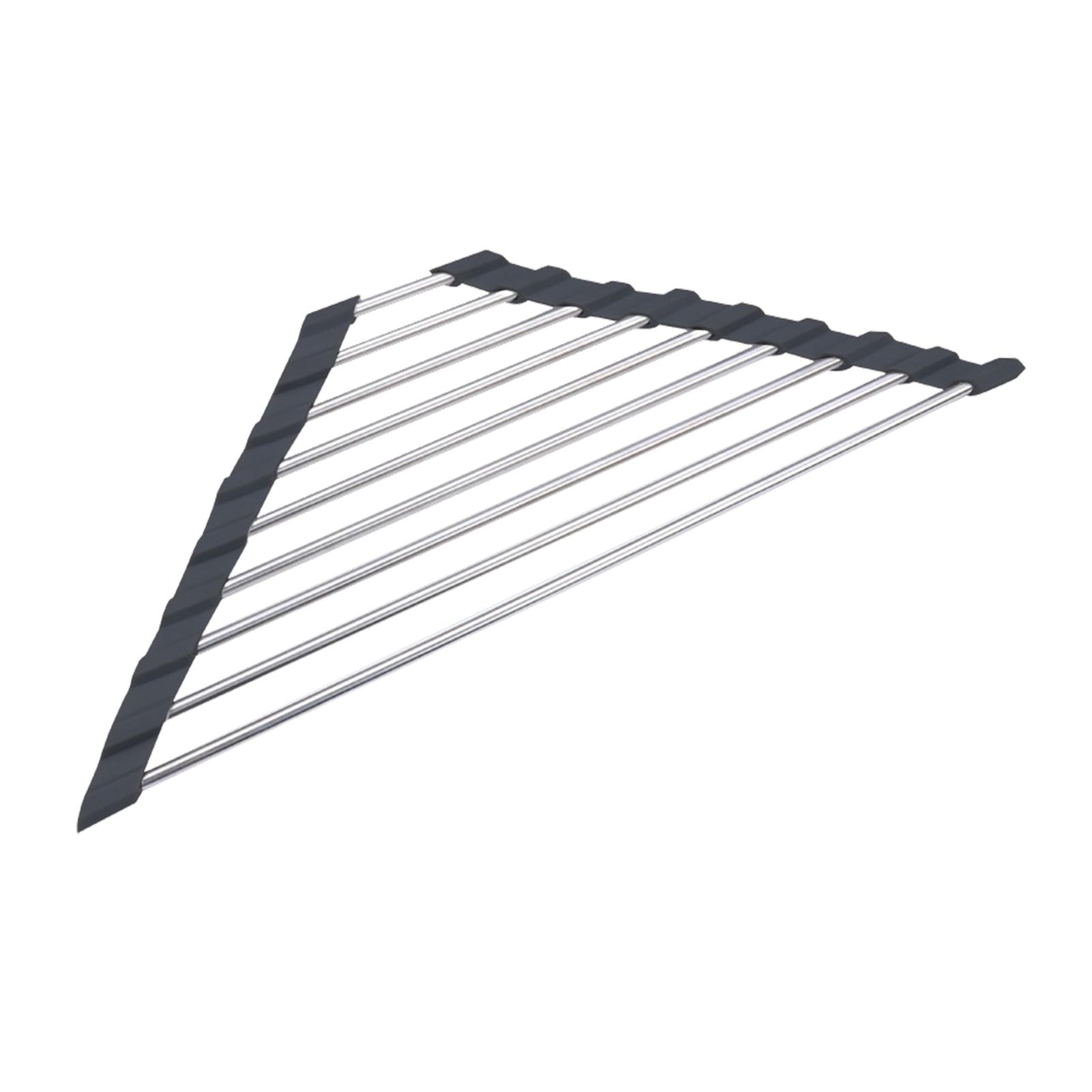 Треугольная сушилка для посуды для угла раковины Сворачивающаяся подставка Держатель для губки Складная нержавеющая сталь Сушилка для посуды Кухонные аксессуары