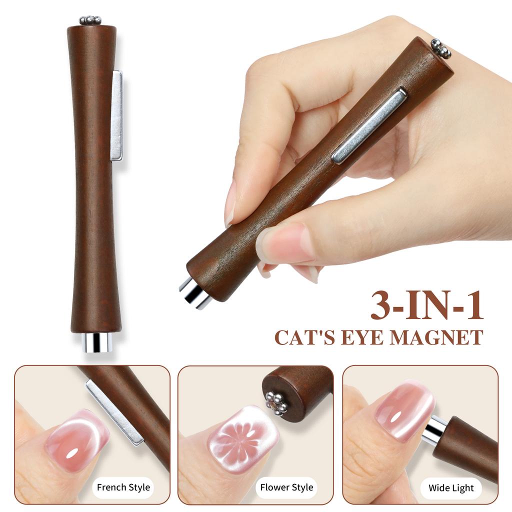 2pcs 3In1 Strong Multifunctional Nail Art Magnetic Stick With Y-Shaped Iron For Cat Eye Nail Polish Heart Effect Nail Art Tools