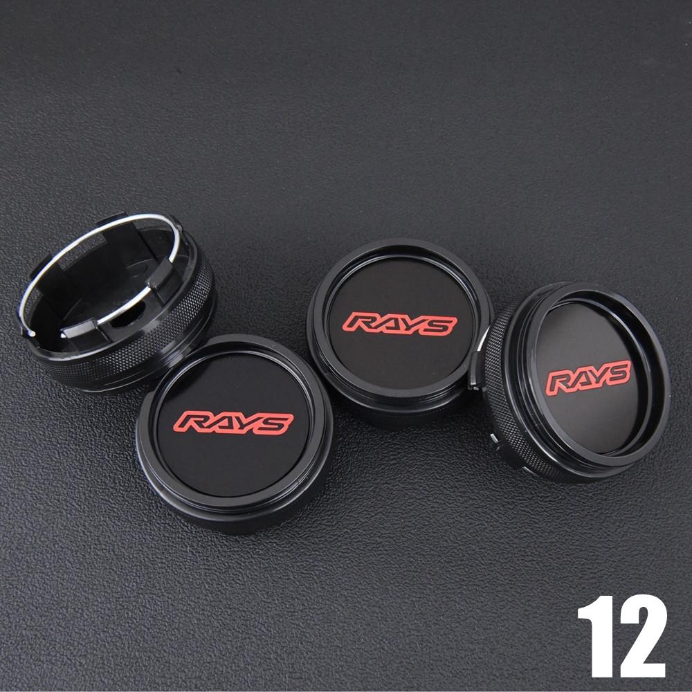 4PCS JDM Sport Rim Cap Clip 62mm VOLK RAYS Emblem Sticker Wheel Center Hub Caps Car Cover Cap Black & Silver