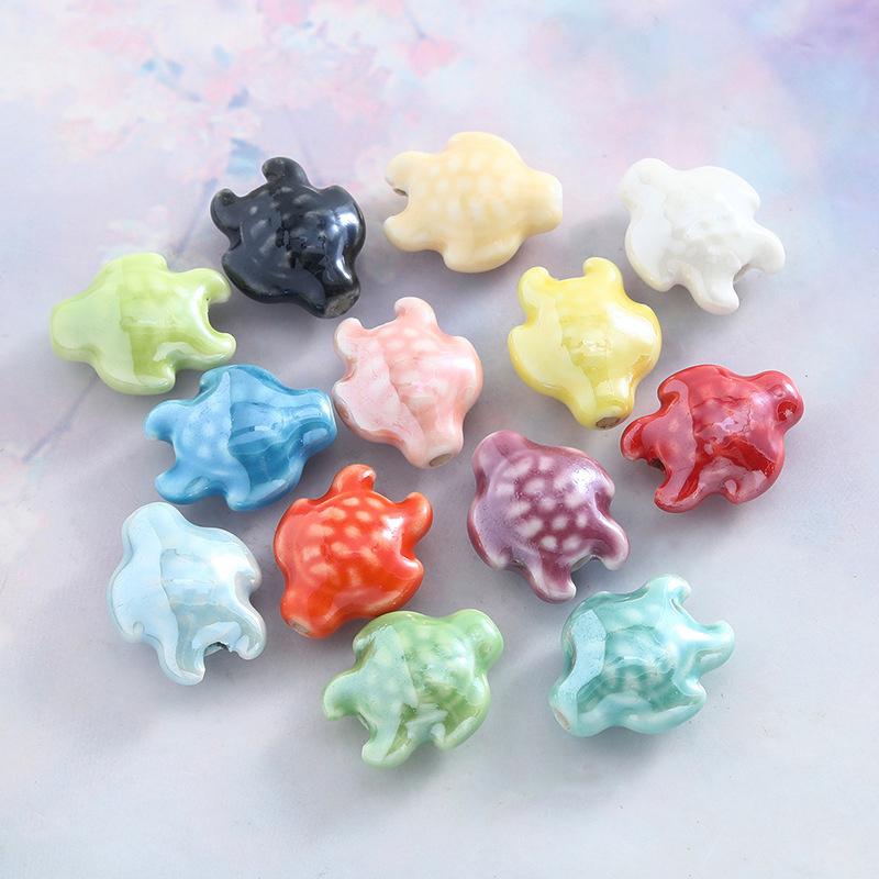 10Pcs Ceramic Turtle Beads Spacer Loose Bead For Jewelry Making Diy Bracelet Necklace Accessories