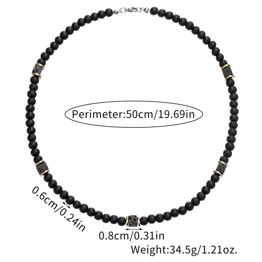 Men's Trendy Lava Stone Beaded Necklace - European & American Hip Hop Style