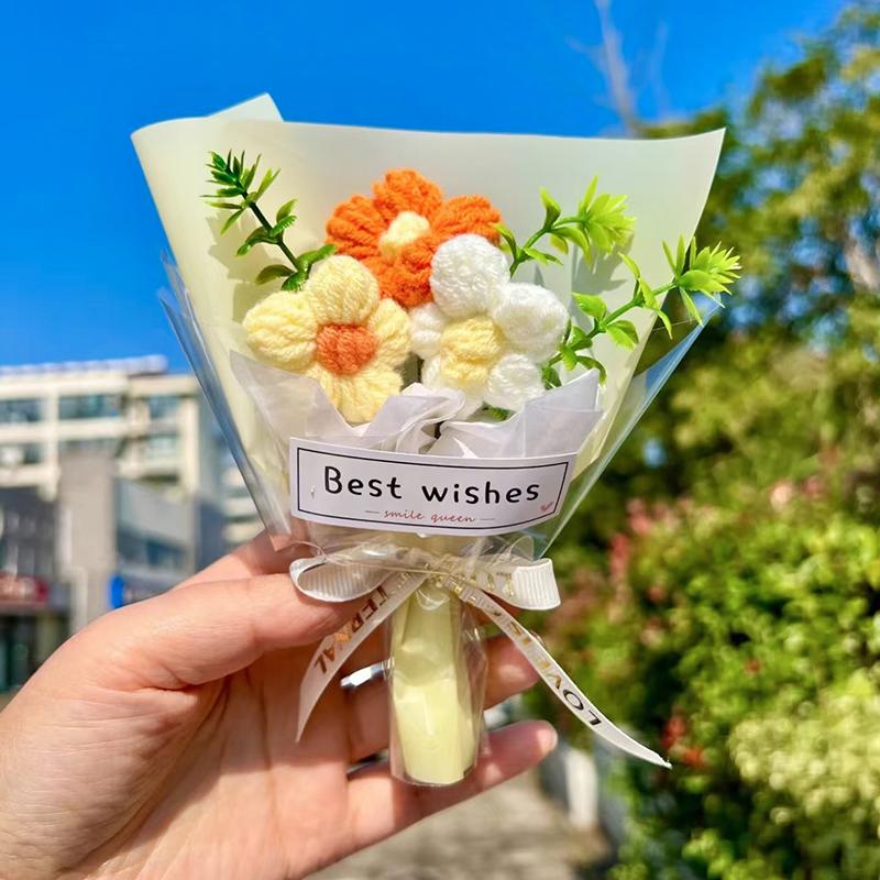 

1 шт. Имитация букета Вечеринки Вязаное украшение Благословение Сюрприз Насыщенные цвета Красота Изысканные формы Подарок жёлтый