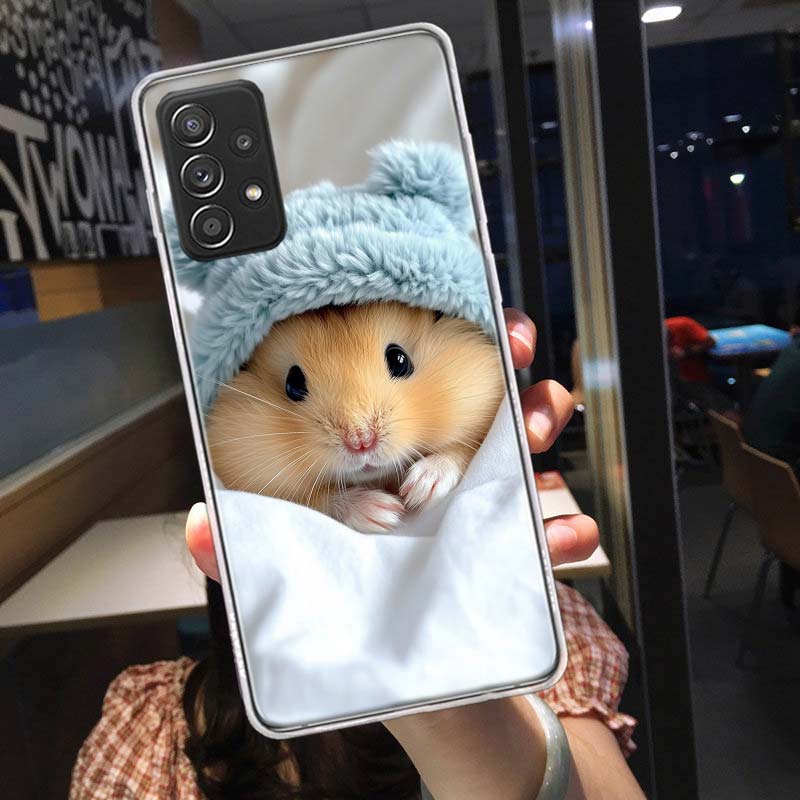 Hamsters With Hats Have Ears Phone Case For Samsung A15 A25 A35 A55 Galaxy A12 A22 A32 A52S A72 A05S A02S A42 J6 J4 A6 A7 A8 A90