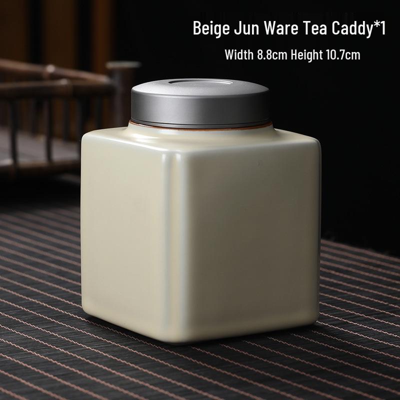Ge Kiln Zen Wing Pattern Crackle Glaze Ceramic Tea Caddy - Moisture-Proof Tea Storage Jar & Dried Fruit Box, Chinese Style.
