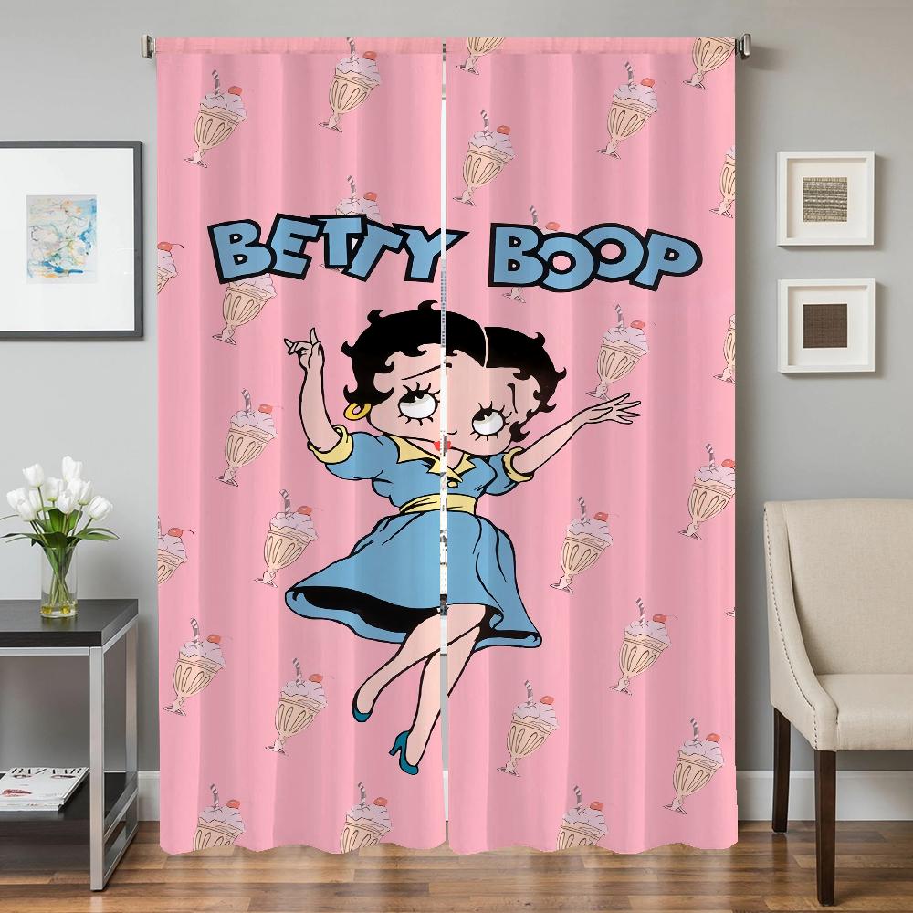 

Оконные кухонные шторы для гостиной, 2 шт., затемняющие шторы, дверные шторы, B-betty B-boop, украшение для спальни, перегородка для дома W50xH70cmx2pcs-CL