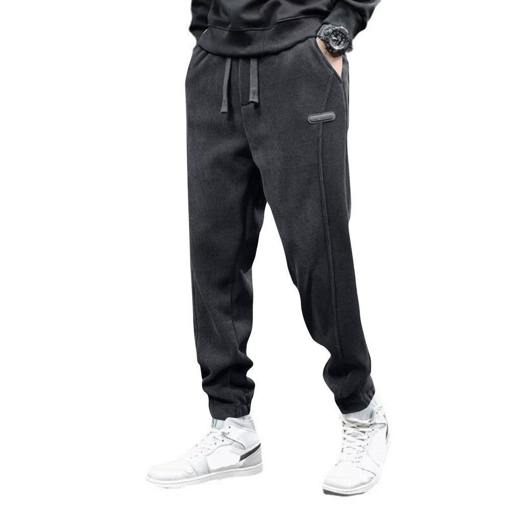 Pánské volné tepláky ležérní kalhoty s rovnými nohavicemi stahovací šňůrkou volné kalhoty s kapsami