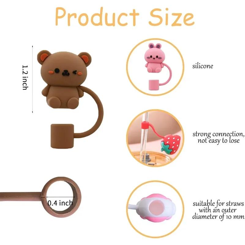 12 Stück Niedliche Becher Strohhalm Zubehör Silikon Strohhalm Kappen Strohhalm Abdeckungen Topper Wiederverwendbare Strohhalm Spitzen Schützer