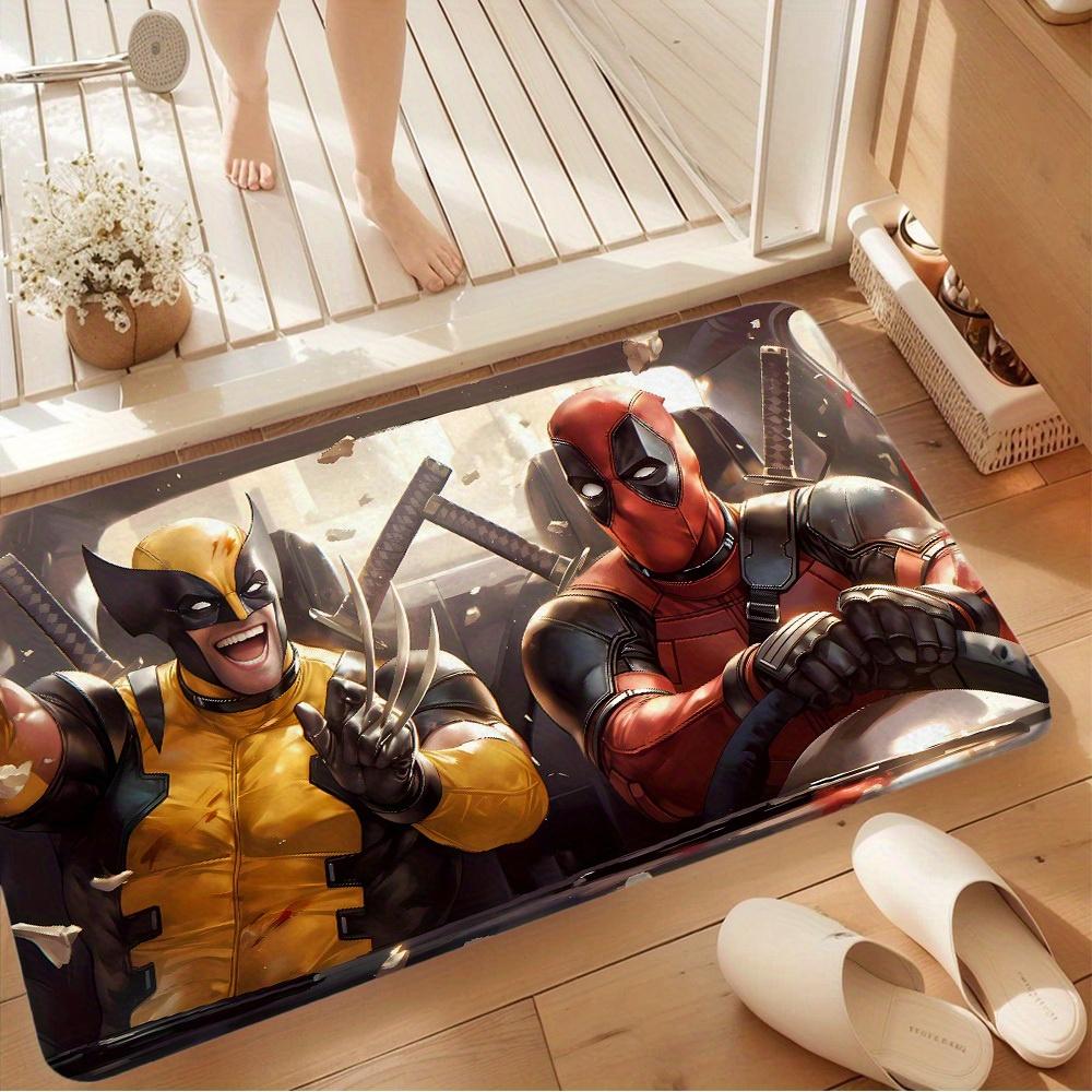 2D Flat, Marvel Deadpool and Wolverine Soft and Comfortable Flannel Bathroom Entry Mat, 2D Flat Welcome Doormat, Machine Washa