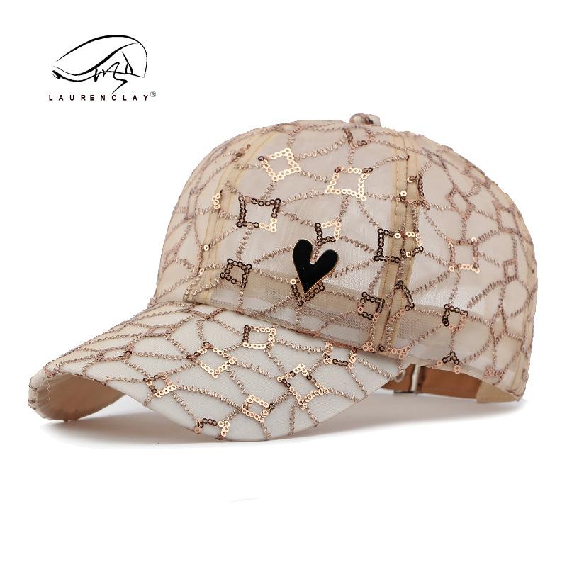 Fashion Hat Women's Personality Sequins Mesh Breathable Cap Summer Breathable Mesh Hardtop Baseball Cap Tide