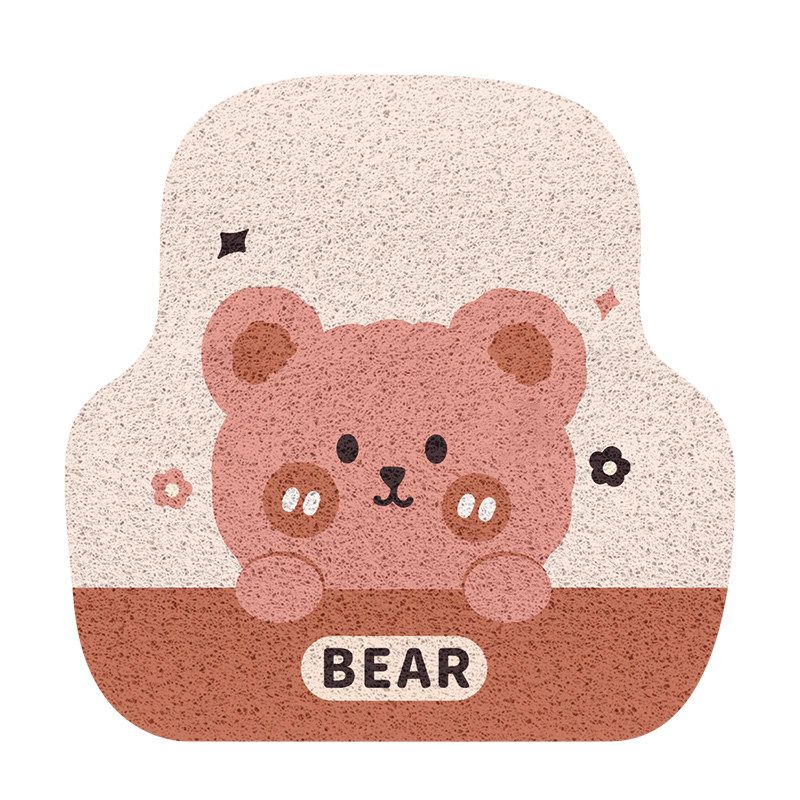 

Cute Cartoon Car Foot Mat Wire Ring Single Piece High-End Car Anti-Dirty Carpet Protection Mat Thickened Universal In Stock [Colored Silk Circle] Little Bear-Back 1