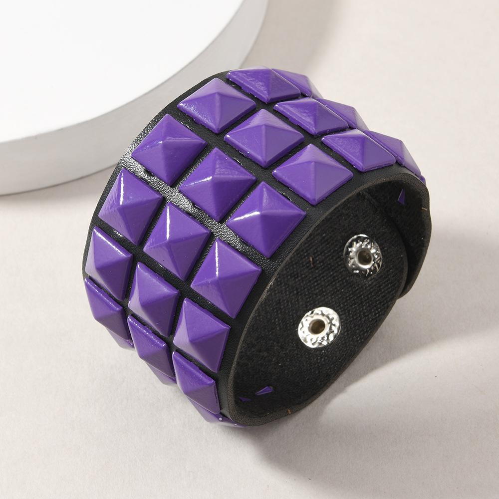 Punk Hip-Hop Rhinestone Bracelet Retro Western Wasteland Hottie Leather Snap Bracelet for Women Jewelry HUANZHI New