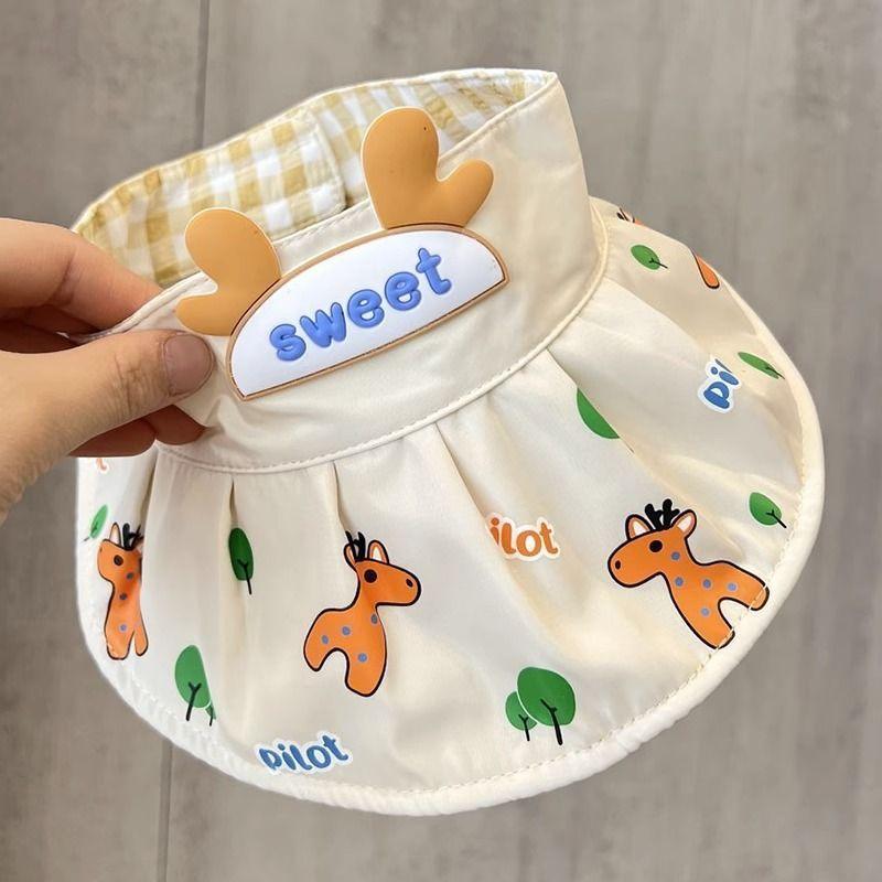 

Infant Sun Protection Hat 2025 New Arrival Summer Baby Kids Topless Hat Sun Hat Female Outdoor Bucket Hat Giraffe Empty Cap-Beige