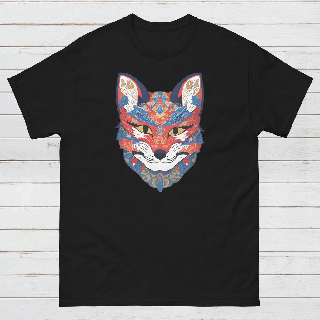 Kitsune Fox Mask T-Shirt, Japanese Anime Graphic Tee