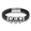 Fashion Braided Leather Bracelets Skull Bracelet Punk Wrap Bracelet Stainless Steel Magnetic Buckle Fashion Bangles