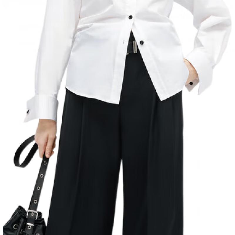 

MO&Co. Брюки широкие из смесовой шерсти весна 2025 L (170)