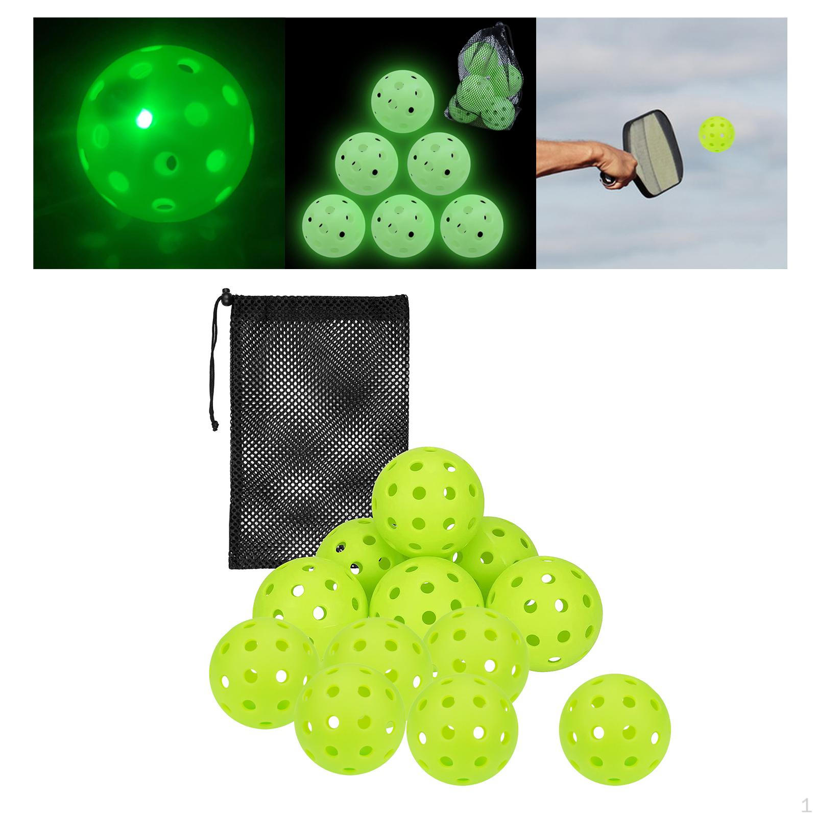 

Світлодіодні кульки Pickleball, 40 отворів, довговічні та освітлені для тренувань дорослих 12pcs