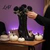 Spider Web Vase Gothic Witch Boot Vase Halloween Table Centerpiece Black Style Gift High Heel Flower Holder for Mantel Shelf Coffee Decoration