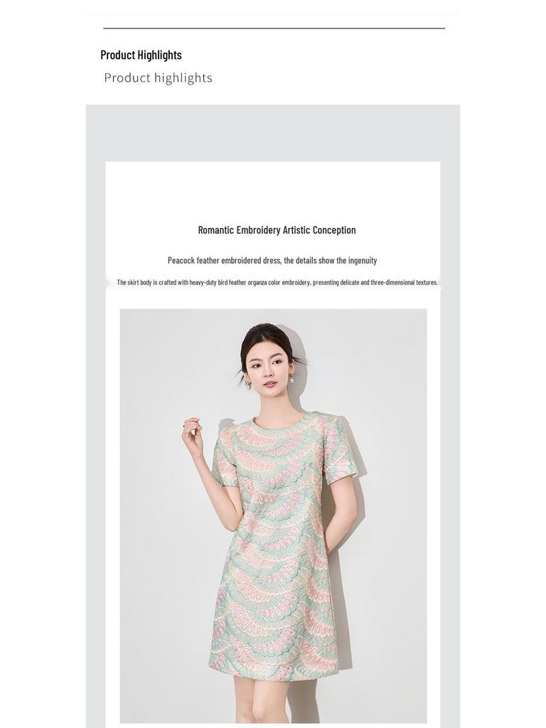 Summer Style Women's Slimming Dress - High-Quality Organza with Sparrow Feather Embroidery