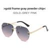 Fall European Fashion Double Bridge Metal Rimless Tortoise Sunglasses For Travel And Outdoor