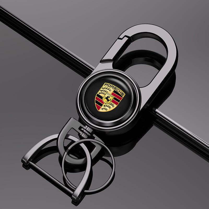 

Metal Car Keychain Key Ring Chain Anti-Loss Keyring Pendant For Porsche Cayenne Panamera Macan 911 718 Taycan Cayman Accessories