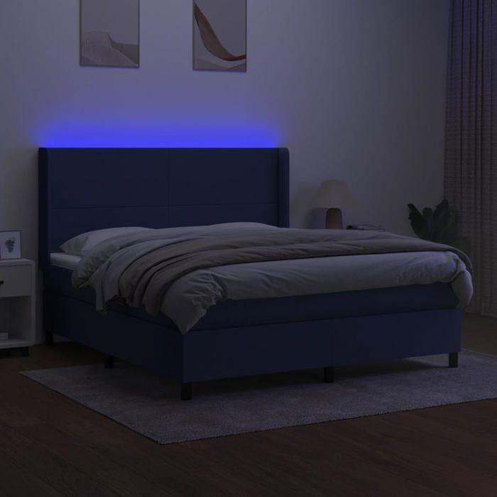 VidaXL Slat Bed Base with Mattress and LED, Upholstered Bed, Double Bed, Adult Bedroom Interior Bed, 3138171