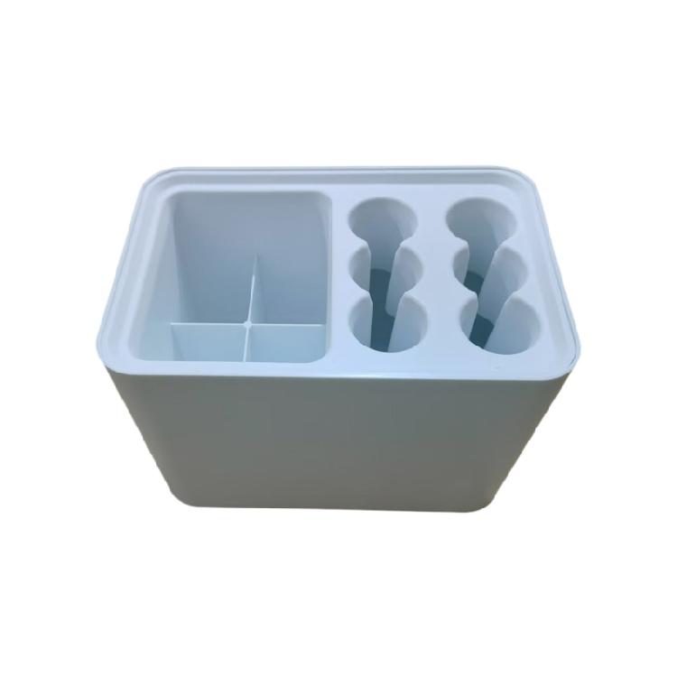 Подставка для зонтов для дома и офиса большая емкость ящик для хранения 6 круглых отверстий 4 квадратных отделения с поддоном для сбора воды белый 2380₽