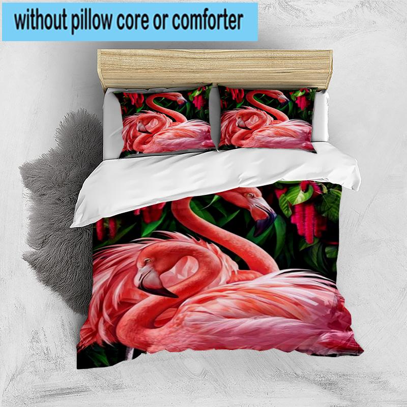 Flamingo In Tropical Paradise 3pcs Bedding,Including 1pc Duvet Cover And 2pcs Pillowcases Perfect for Christmas,Ideal for Bedroom, Dormitory