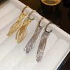 G Shape Tassel Earrings, Geometric Fringe Hoops, Light Luxury Gold Plated Silver Post, Long Lasting Color Gift for Women