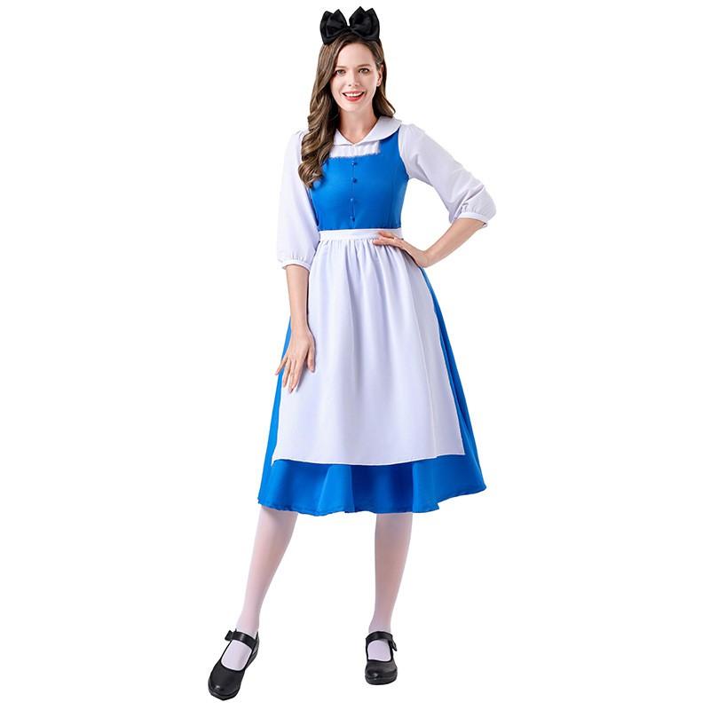 Alice In Wonderland Costume Dress Girls Cosplay Party Outfit With Apron Headband