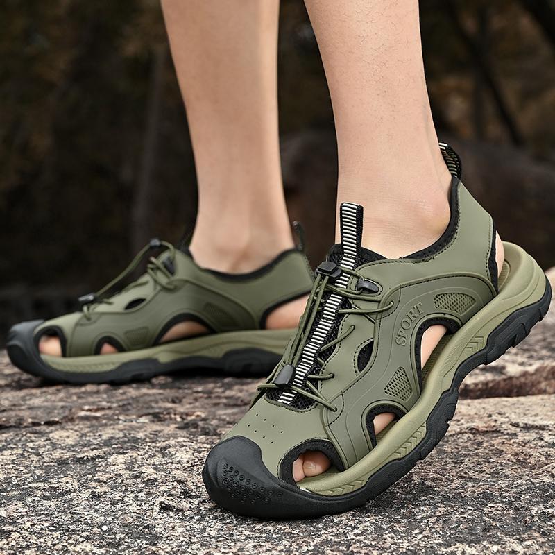 Fashion New Mesh Cloth Luxury Sandals Outdoor Men Beach Shoes Rome Sandals Comfortable Large Size Men Casual Flats Brand Men's Sandals