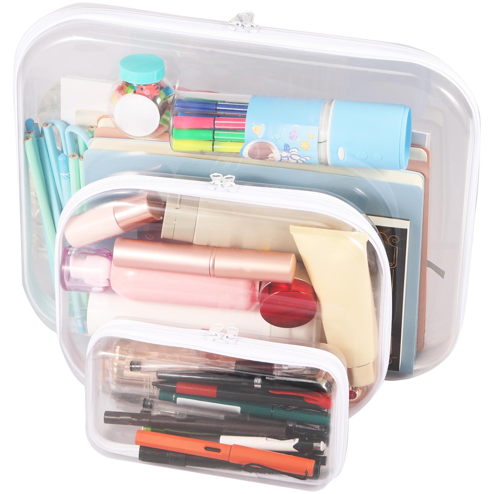 

3Pcs Set Travel Organizer Storage Bags Clear Hard Shell Zipper Case 3 Sizes Waterproof Suitcase Packing Set for Building Puzzles