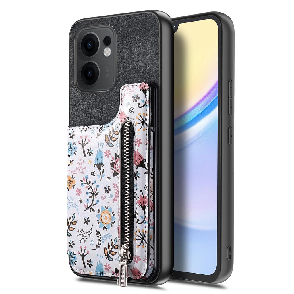 Für Oppo Reno13 F 5G Leder Handyhülle mit RFID-Blockierung Reißverschluss Kartenfach Ständer