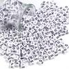 100pcs 6mm White Black Acrylic Square Letter Beads Alphabet Loose Spacer Bead For Jewelry Making DIY Bracelets Necklace Supplies
