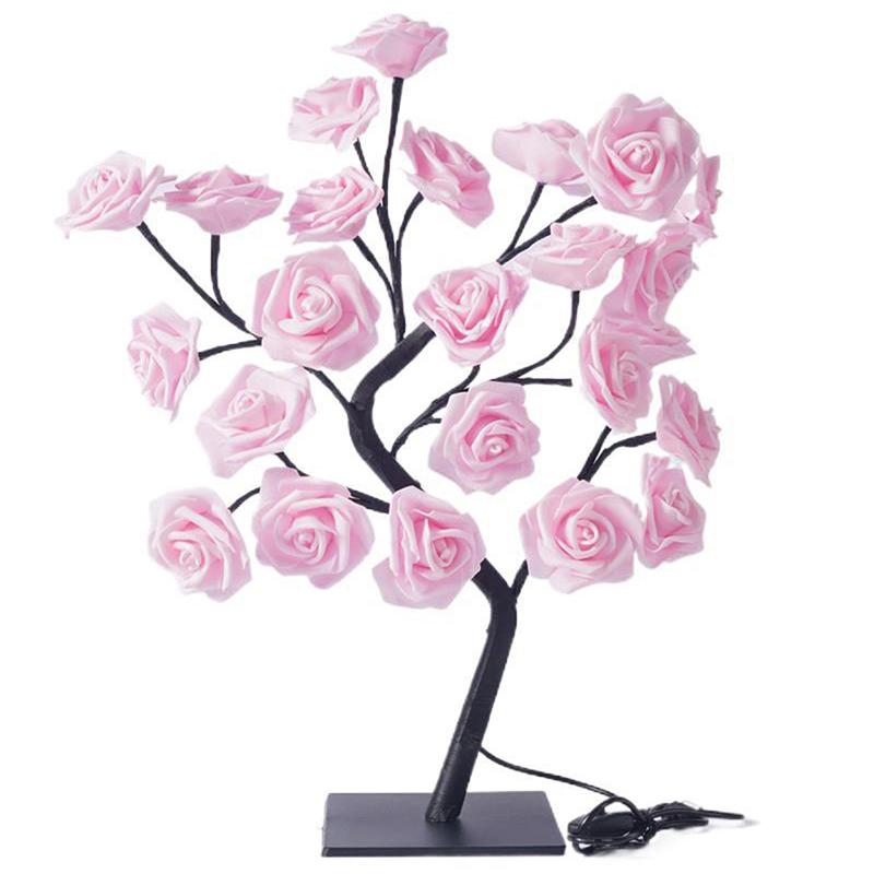 Led Table Lamp Lights Rose Flower Tree Usb Night Lights Home Decoration Parties Xmas Christmas Wedding Bedroom Decor Rose Lamp