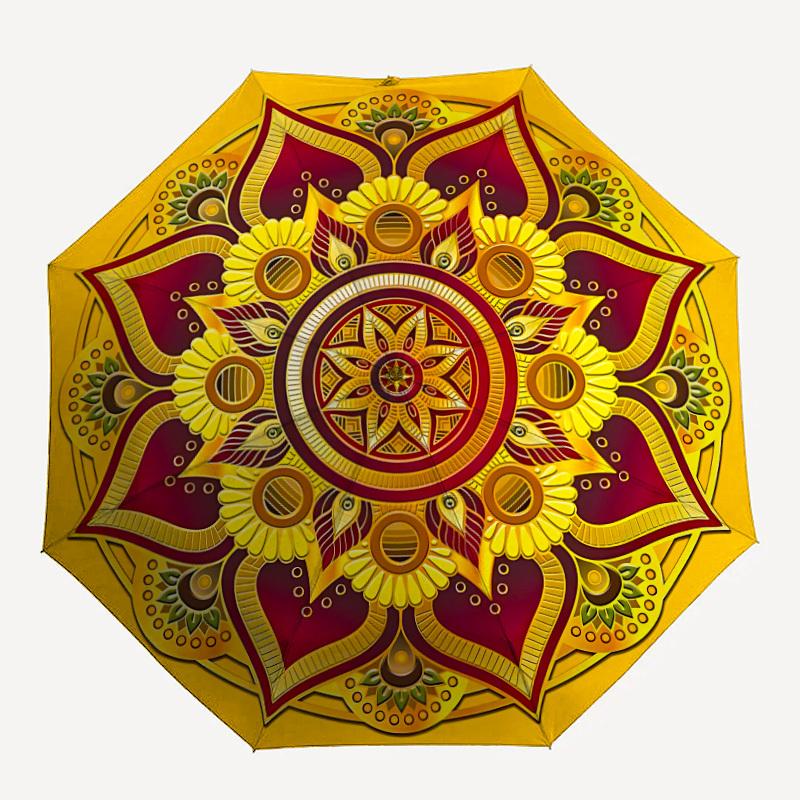 1pc Golden Mandala Pattern Folding Umbrella | Elegant Design, Fashionable Accessory, Durable Construction, Sturdy Ribs yy251107089