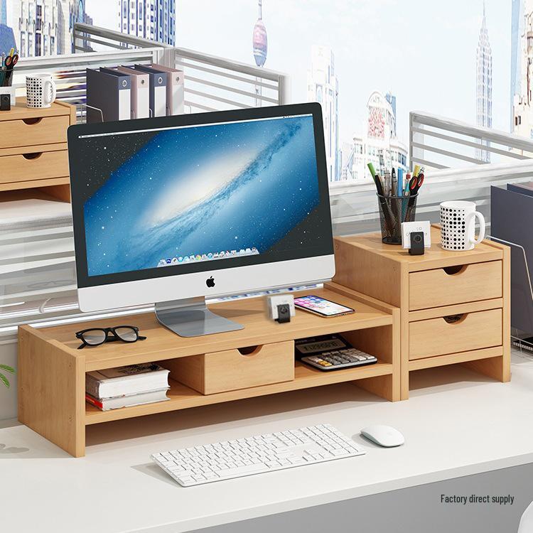 Double-Layer Desktop Monitor Riser & Keyboard Organizer