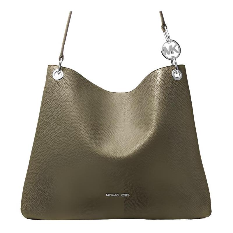Michael Kors Christina Front Logo Cow Leather Tote Bag Tote Bag Shopping Bag Shoulder Bag Large Size Women's Olive Green